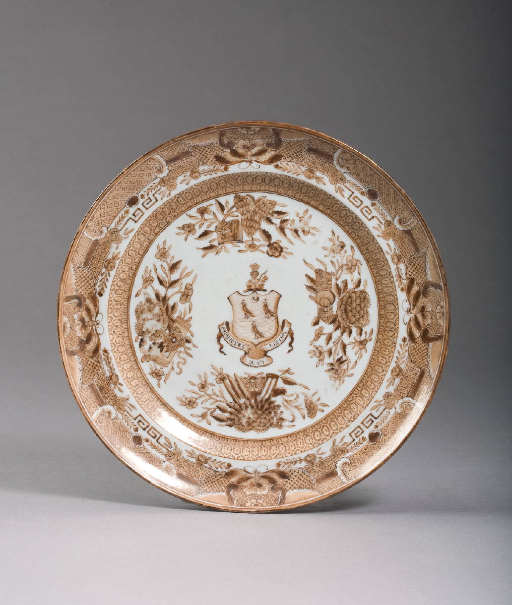 Appraisal: RARE CHINESE EXPORT PORCELAIN ARMORIAL PLATE FOR THE AMERICAN MARKET