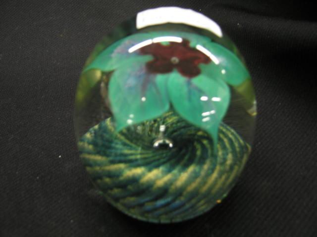 Appraisal: Art Glass Paperweight floral signed excellent