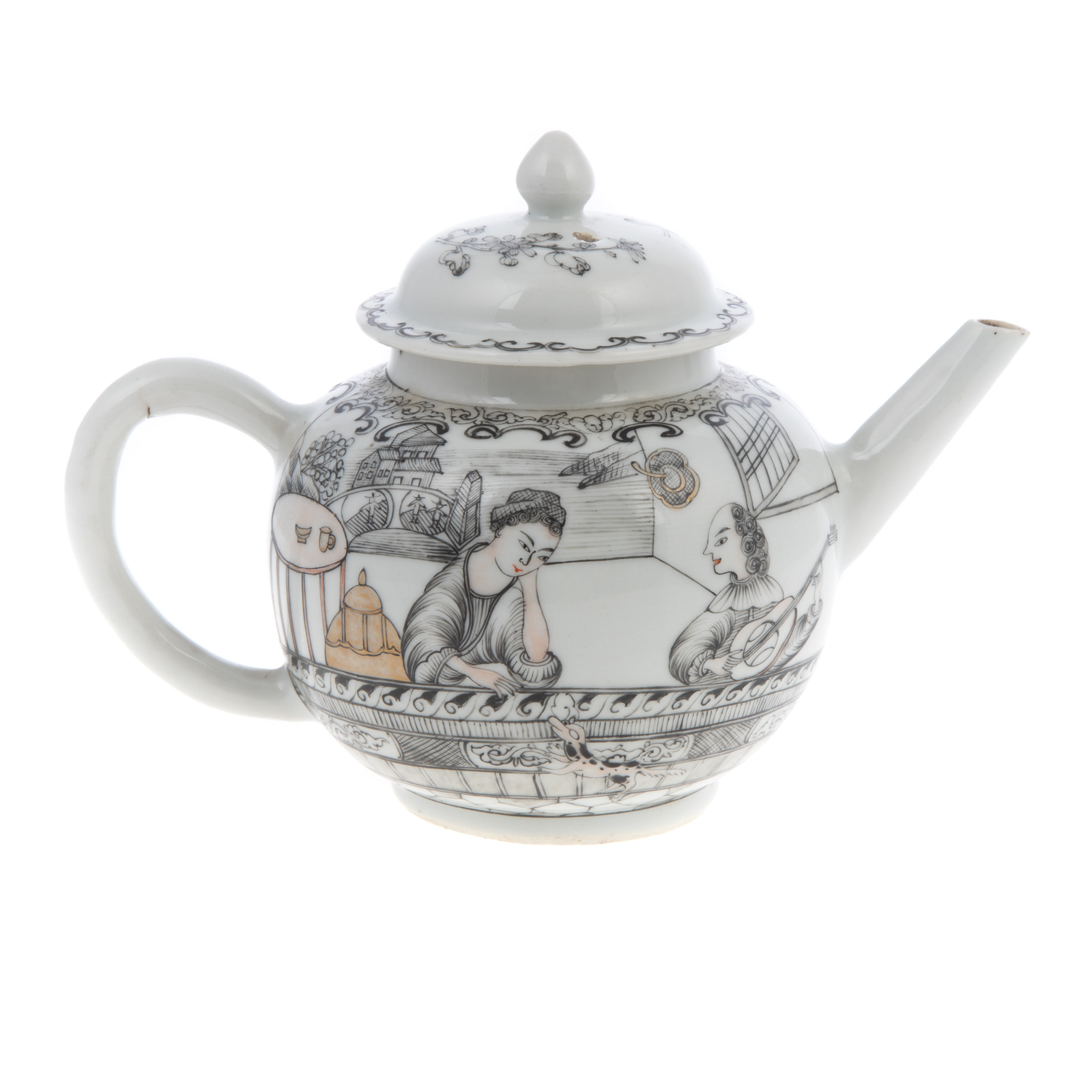 Appraisal: CHINESE EXPORT EUROPEAN SUBJECT TEAPOT Yongzheng Era circa globular teapot