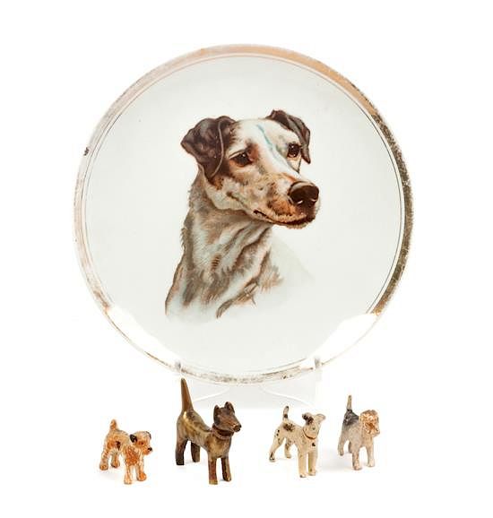 Appraisal: A Group of Five Wire Fox Terrier Articles Diameter of