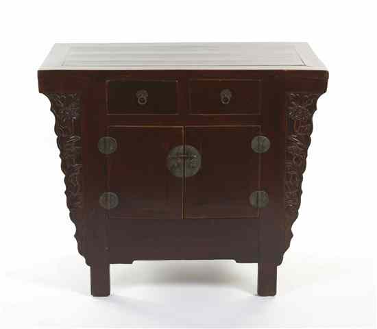 Appraisal: A Chinese Low Cabinet having a rectangular top with slightly