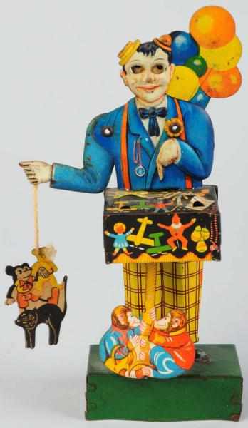 Appraisal: Tin Litho Balloon Vendor Wind-Up Toy German Working Marked Made