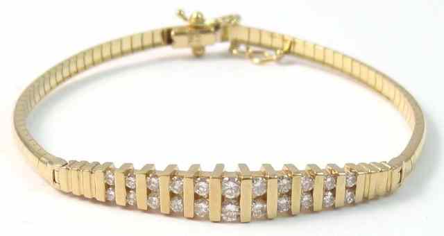 Appraisal: DIAMOND AND FOURTEEN KARAT GOLD BRACELET - '' in length