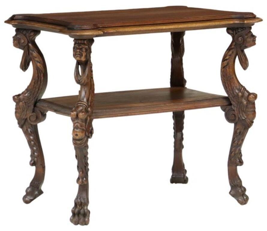 Appraisal: Renaissance Revival carved walnut server console table late th c