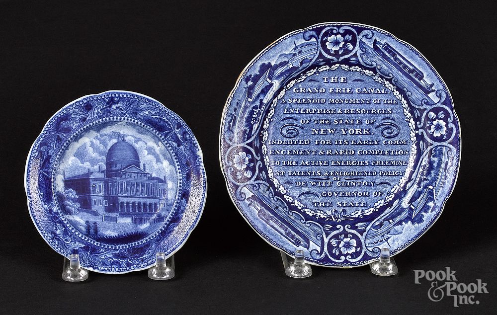 Appraisal: Two Historical blue Staffordshire toddy plates Two Historical blue Staffordshire