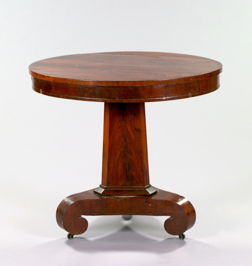 Appraisal: American Mahogany Pillar-and-Scroll Parlor Table second quarter th century the