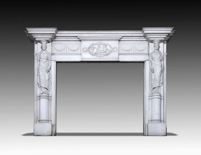 Appraisal: Impressive English marble fire surround th century The rectangular top