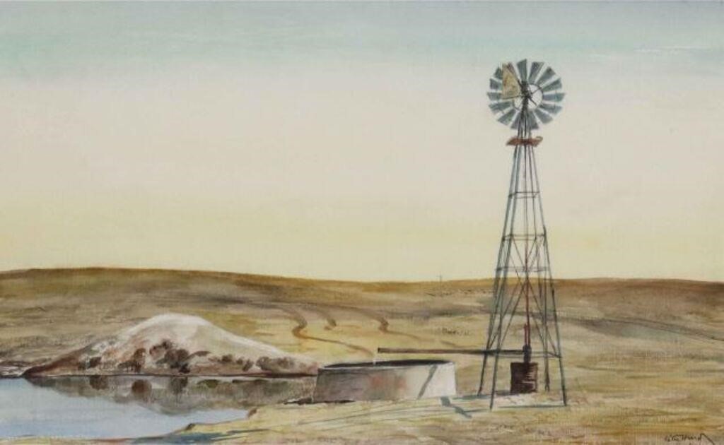 Appraisal: Framed watercolor painting on paper A Well on the Plains