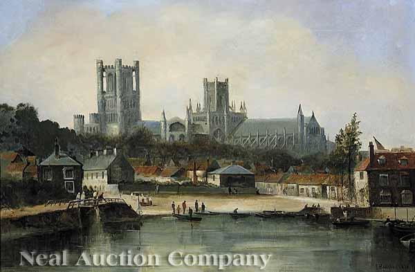 Appraisal: E Bansbry England th c A View of Chester oil