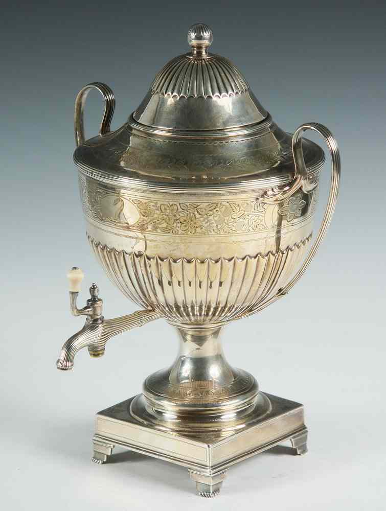 Appraisal: GEORGE III STERLING COFFEE URN - English Sterling Coffee Urn