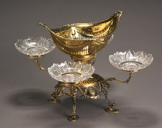 Appraisal: Victorian Silver Gilt Epergne Elkington Company Ltd Birmingham The center