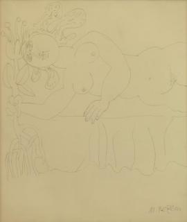 Appraisal: BEZEM Naftali Pencil on Paper Reclining Nude Signed lower right