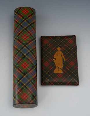 Appraisal: Two British Tartanware Articles Both of the vintage Mauchline tartan