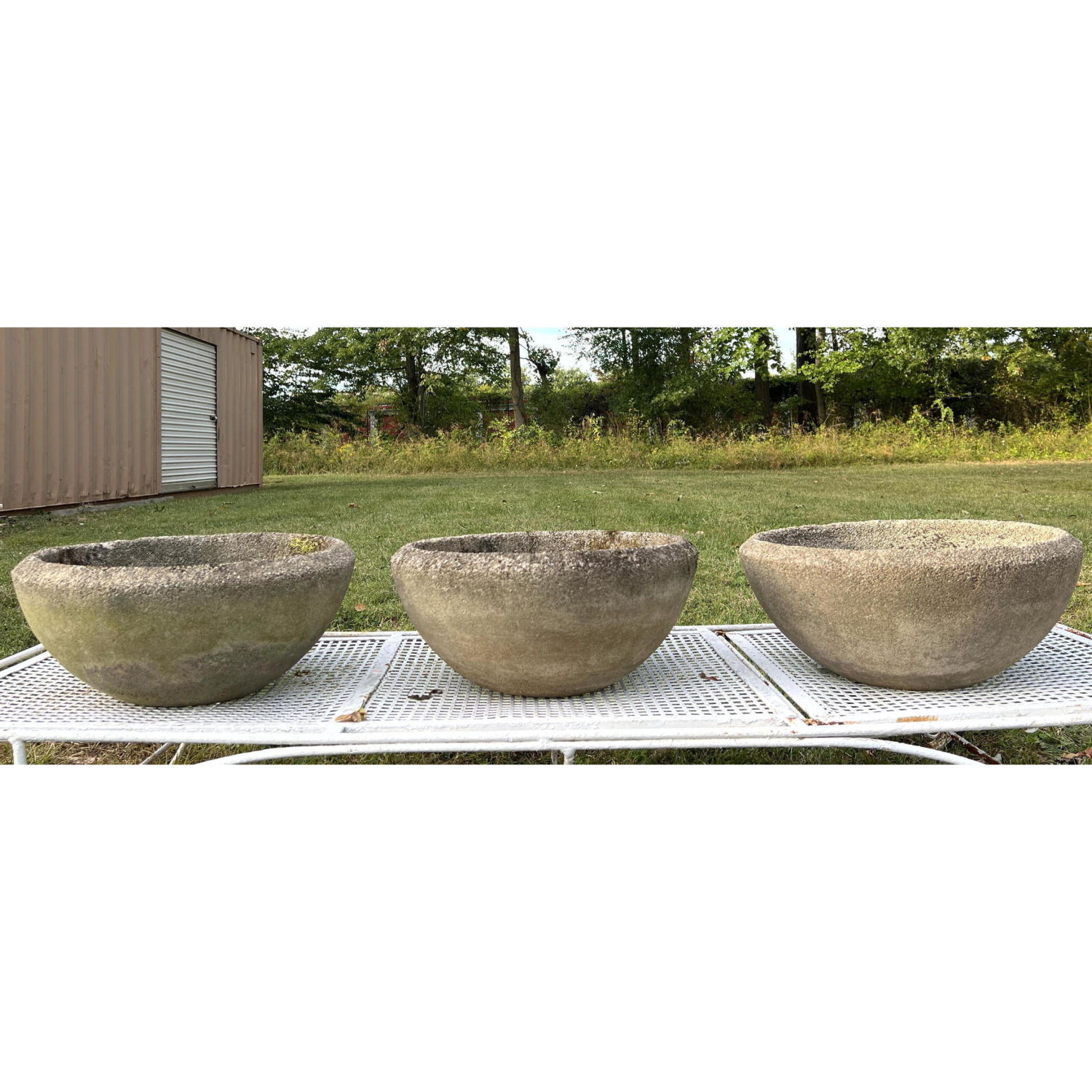 Appraisal: pc Vintage Concrete Low Planters Garden Outdoor Dimensions H inches