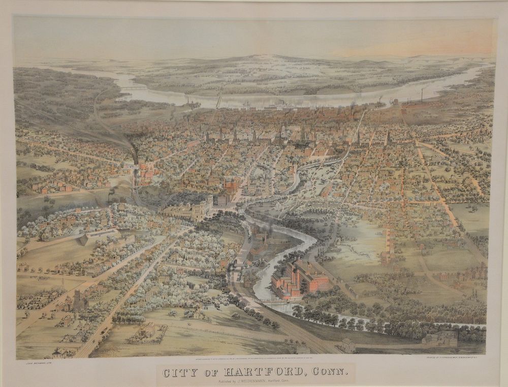 Appraisal: Bachmann Colored Lithograph City of Hartford Connecticut published by J