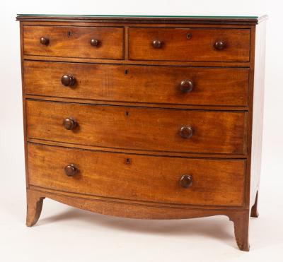 Appraisal: A Regency mahogany bowfront chest of two short and three