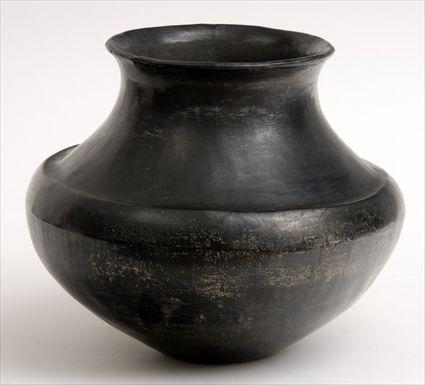 Appraisal: LARGE SANTA CLARA BLACKWARE POT in in diam