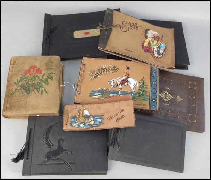 Appraisal: COLLECTION OF PHOTO ALBUMS Comprised of painted and hand tooled