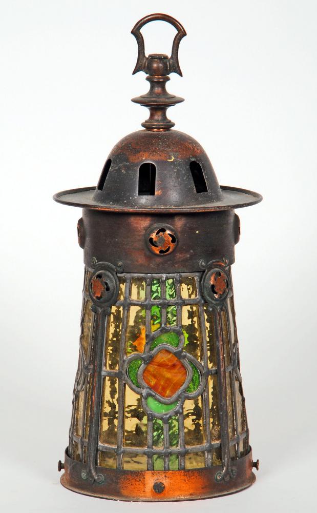 Appraisal: AN ARTS AND CRAFTS COPPER LANTERN of lighthouse form and