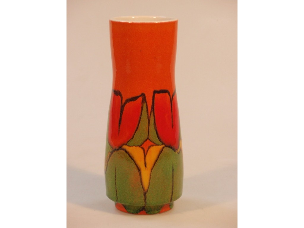 Appraisal: A Poole pottery Delphis vase of waisted cylindrical form painted