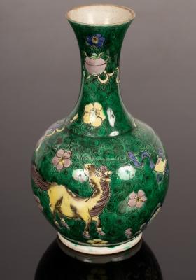 Appraisal: A Kangxi style famille verte vase decorated green and black