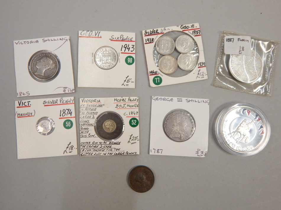 Appraisal: Miscellaneous coins to include a Victoria model penny a Victoria