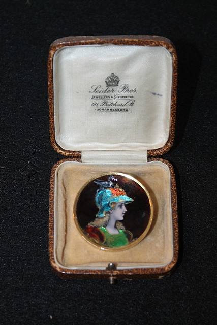 Appraisal: AN ENAMEL PROBABLY LIMOGES BROOCH of a young woman wearing