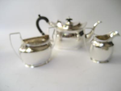 Appraisal: AN EDWARDIAN THREE PIECE TEA SERVICE maker Nathan Hayes Chester