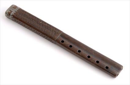 Appraisal: PLAINS WOOD FLUTE With pewter inlay in