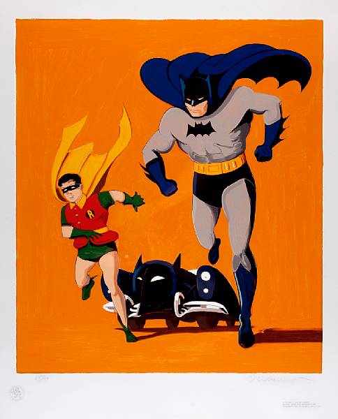 Appraisal: Mel Ramos American born Batman Robin and Batmobile Screenprint in