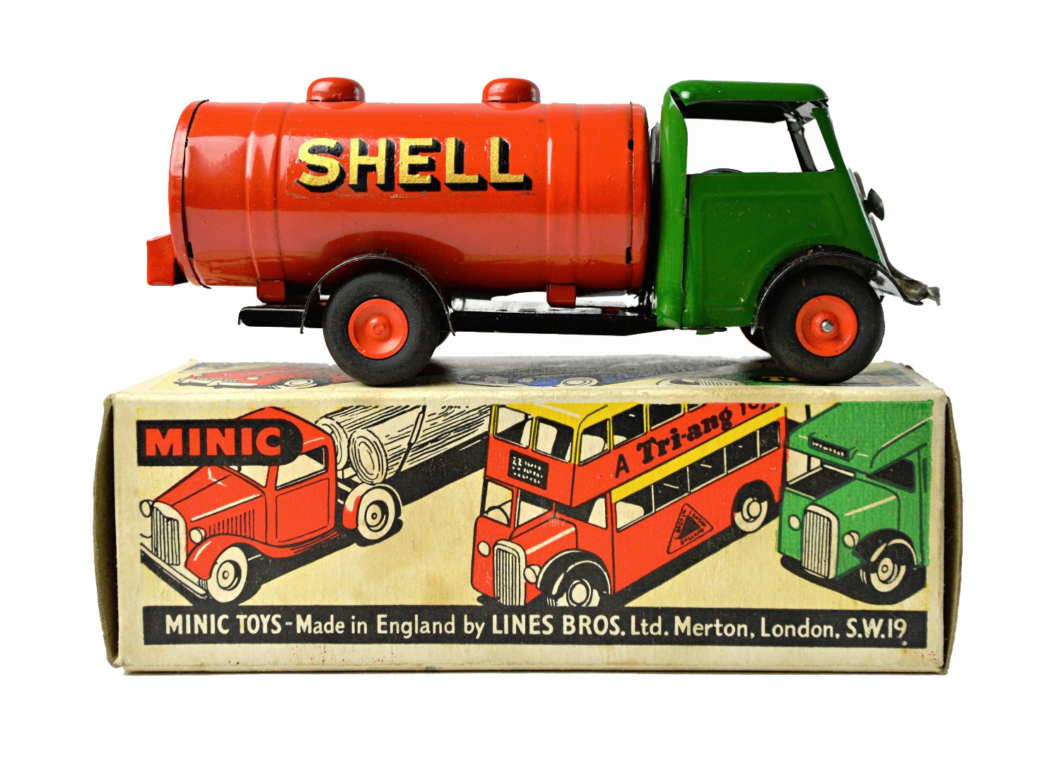 Appraisal: A Triang Minic clockwork short bonnet petrol lorry Shell boxed