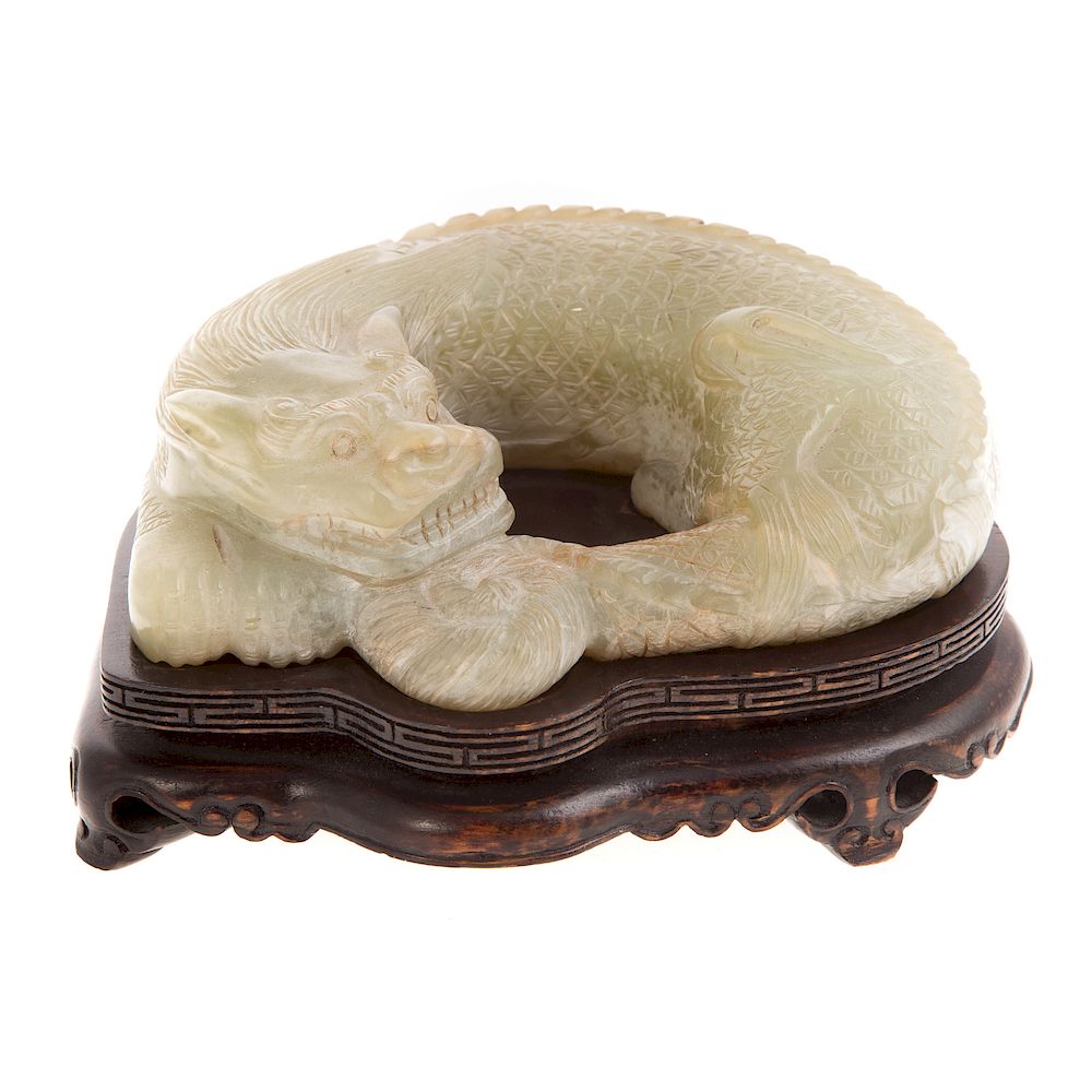 Appraisal: Chinese Carved Jade Sleeping Dragon detailed rendition of slumbering mythical