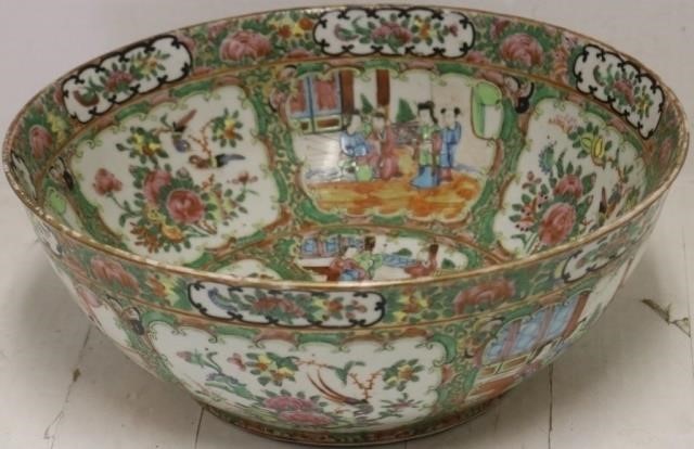 Appraisal: LATE TH C CHINESE ROSE MEDALLION PUNCH BOWL DIAMETER HIGH