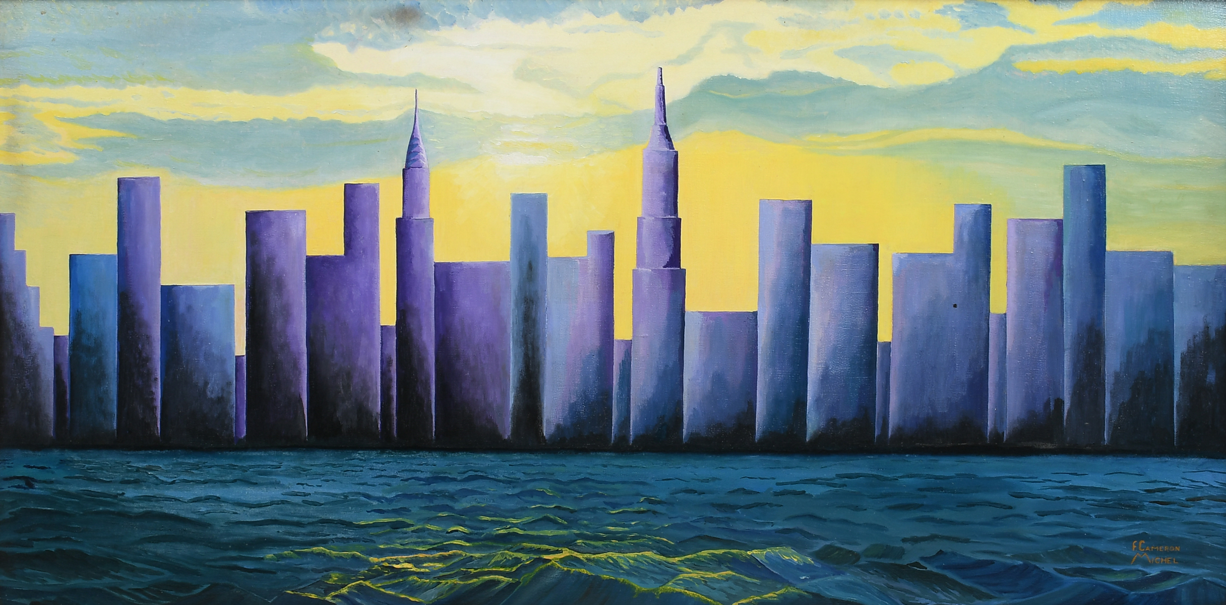 Appraisal: NEW YORK CITY SKYLINE PAINTING BY F CAMERON MICHEL New