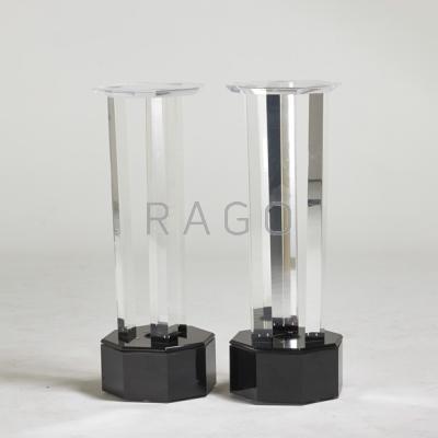 Appraisal: CONTEMPORARY Pair of rotating illuminated acrylic pedestals USA s Unmarked