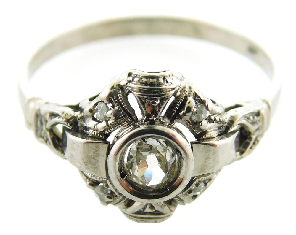 Appraisal: JEWELRY K Edwardian Diamond Ring Edwardian ring was tested K