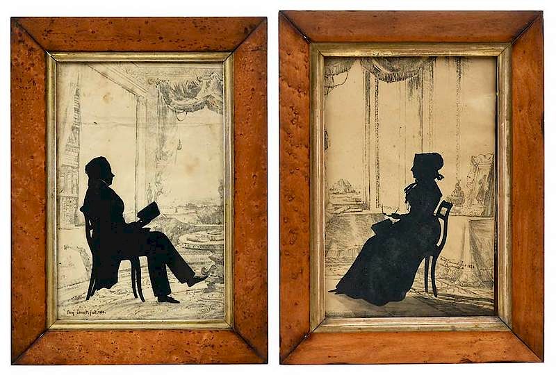 Appraisal: Auguste Amant Constant Fid le Edouart French - two silhouette