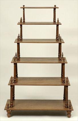 Appraisal: Victorian-Style Walnut Six-Tier tag re x x in