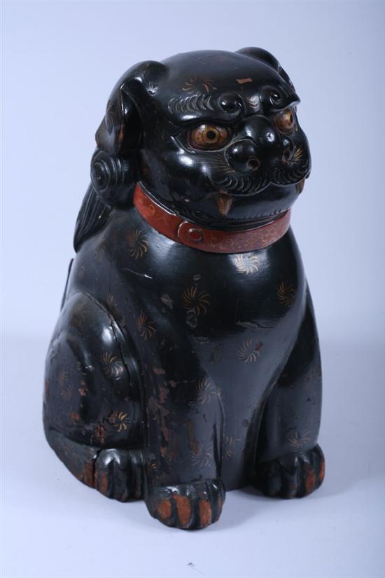 Appraisal: JAPANESE BLACK GILT FIGURE OF DOG