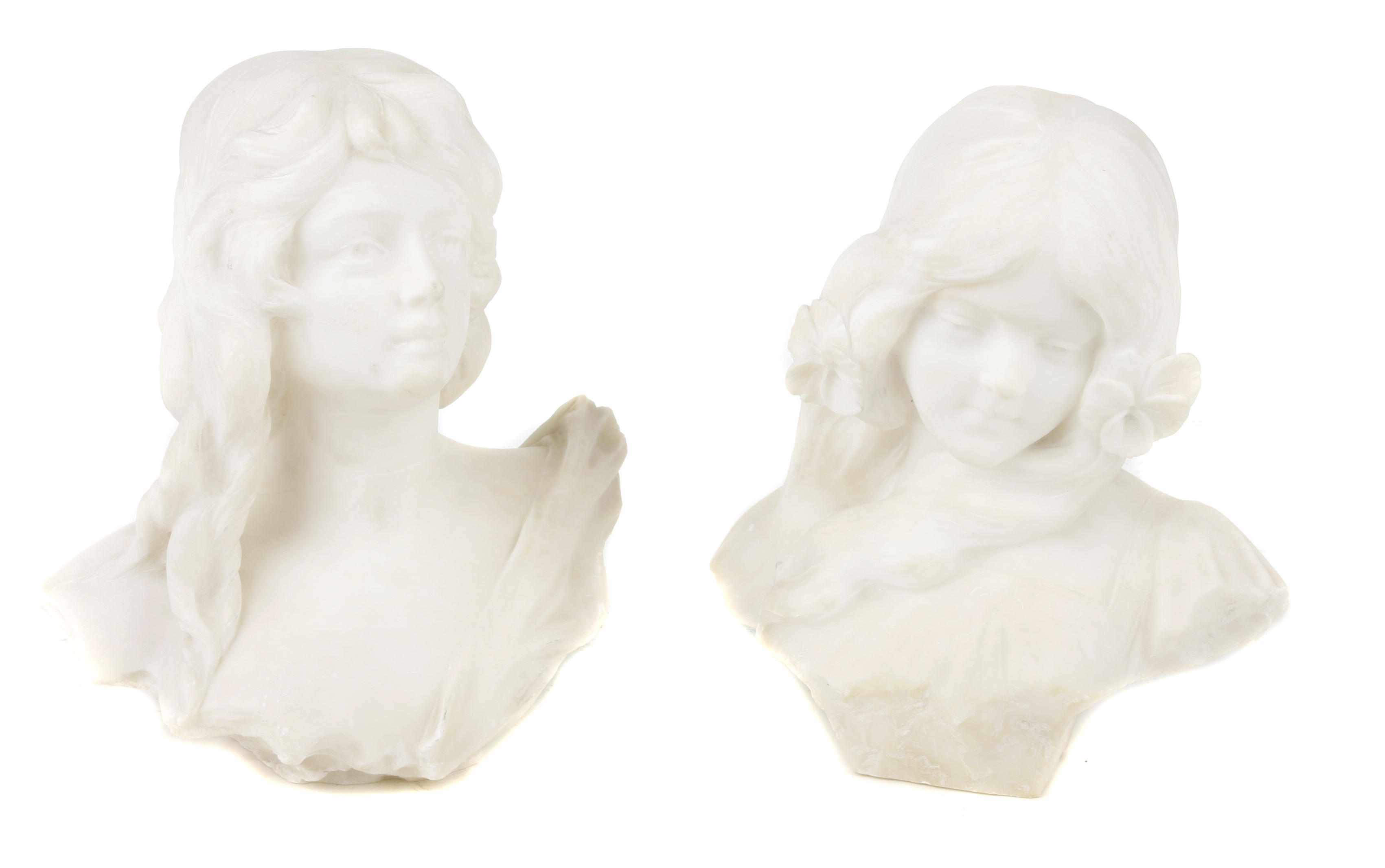 Appraisal: A group of two Italian carved alabaster busts of young