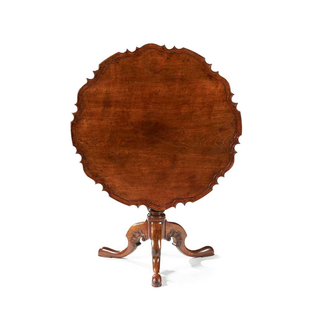 Appraisal: GEORGE III LARGE MAHOGANY PIECRUST TRIPOD TABLE POSSIBLY IRISH TH