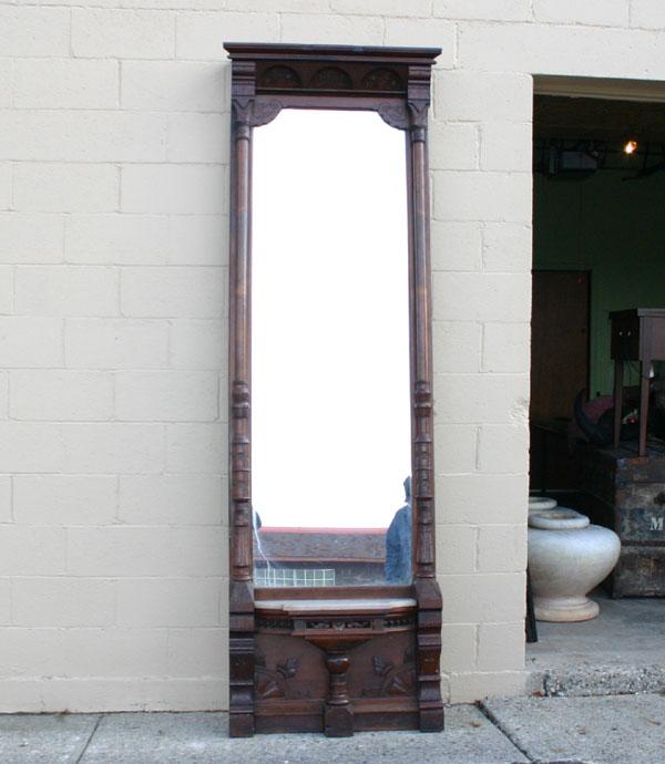 Appraisal: Victorian Eastlake style pier mirror marble insert rounded columns with