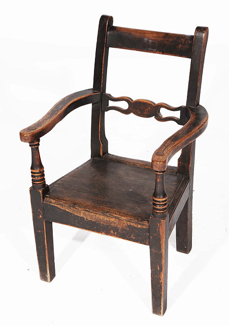 Appraisal: A TH CENTURY OAK AND ASH CHILD'S ELBOW CHAIR