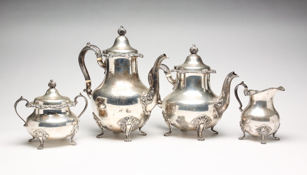 Appraisal: American mid- th century Four piece tea set Coffee pot