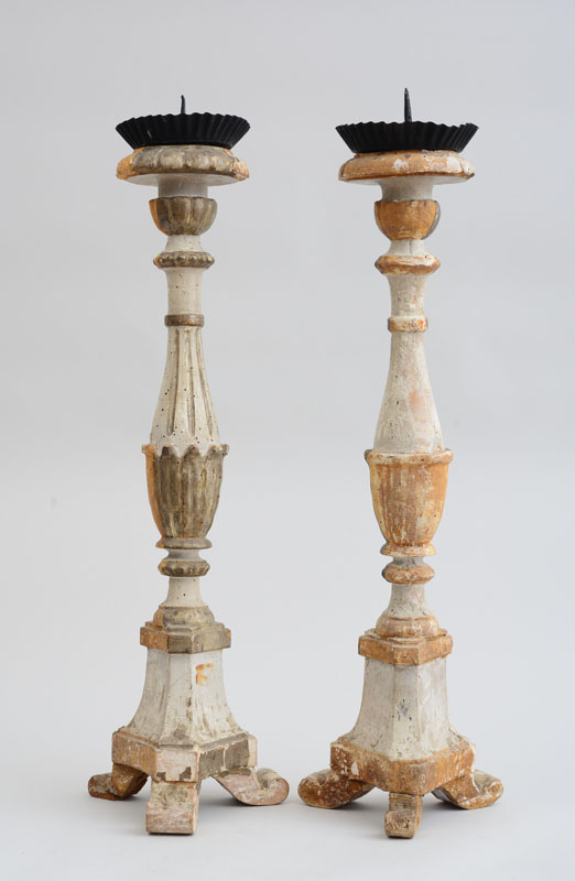 Appraisal: PAIR OF ITALIAN BAROQUE STYLE CARVED PAINTED SILVERED AND PARCEL-GILT