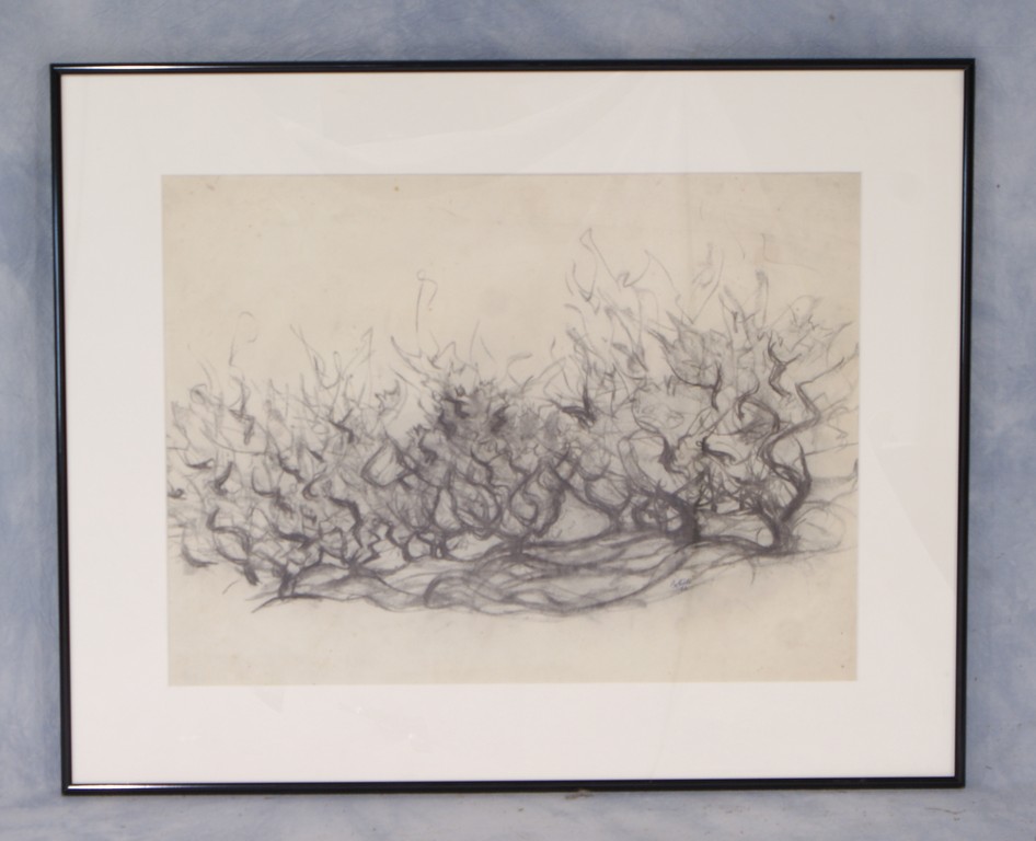 Appraisal: Tom Bostelle American PA - charcoal Abstract Trees site size