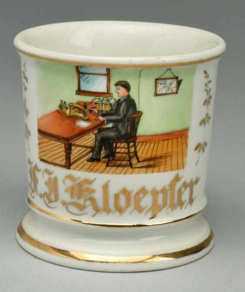 Appraisal: Telegram Sender Shaving Mug Gilded F J Kloepfer Detailed image