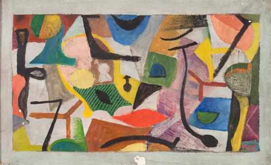 Appraisal: Kulicke th century Abstract Composition oil on board mounted on