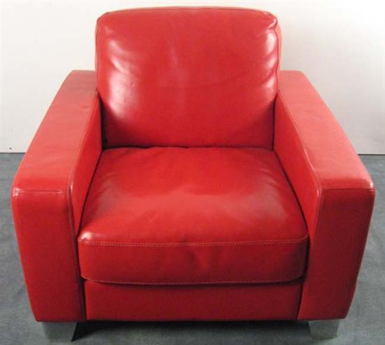 Appraisal: Red Leather IPEA-Italy Club Chair on aluminum feet IPEA-Italy marked