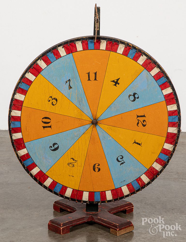 Appraisal: Painted gaming wheel early th c Painted gaming wheel early